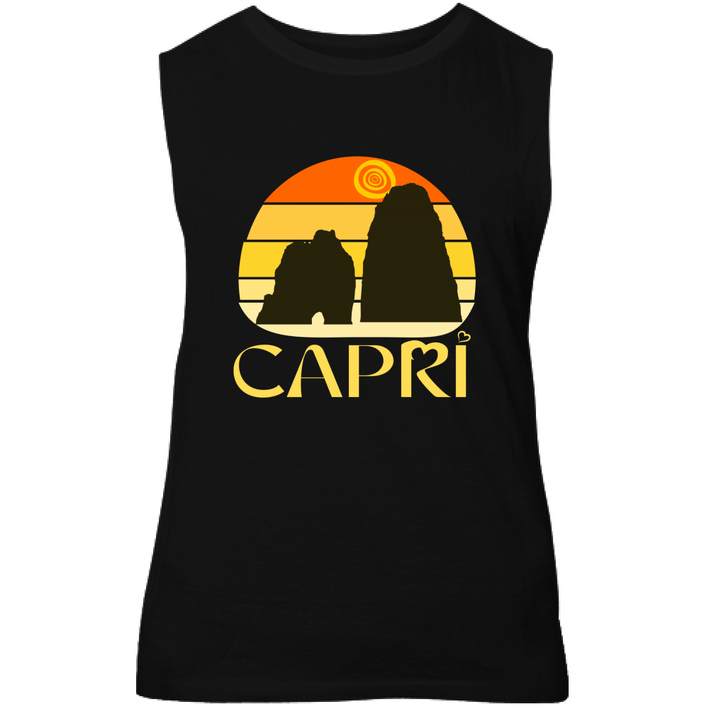 Canotta Unisex CAPRI TRAMONTO VINTAGE SCRITTA GIALLO