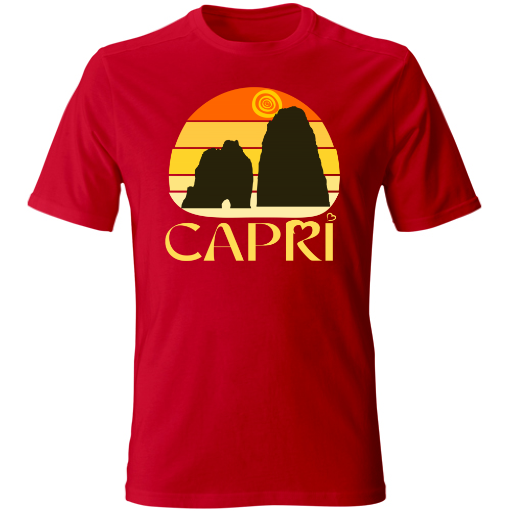 T-Shirt Unisex CAPRI TRAMONTO VINTAGE SCRITTA GIALLO