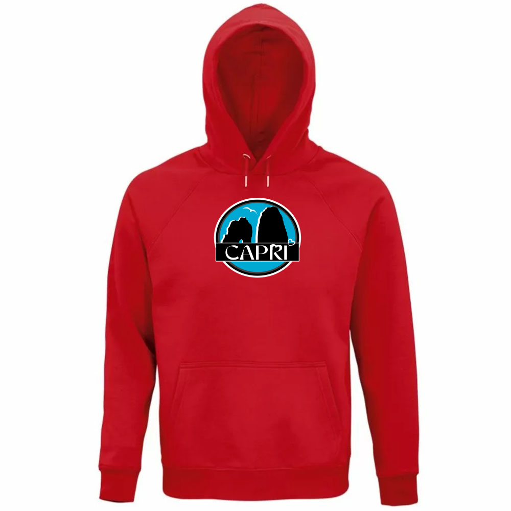 Felpa Organica Unisex Cappuccio CAPRI CERCHIO MAGICO CON  FARAGLIONI