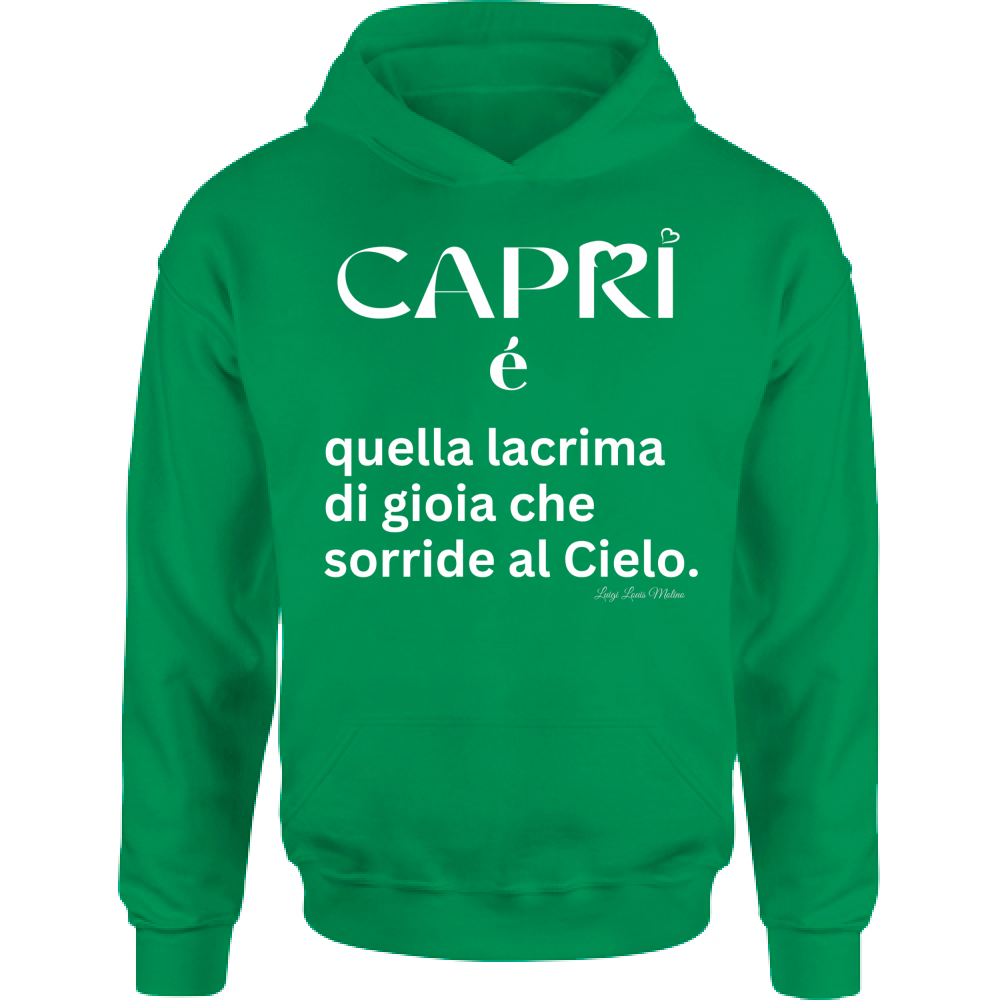 Felpa Bambino con Cappuccio Capri é quella lacrima di gioia scritta bianca