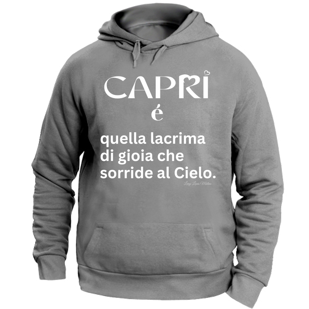 Felpa con Cappuccio Unisex Large Capri é quella lacrima di gioia scritta bianca