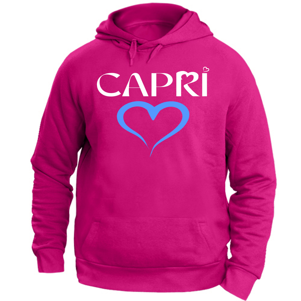 Felpa Unisex con Cappuccio CAPRI CUORE AZZURRO