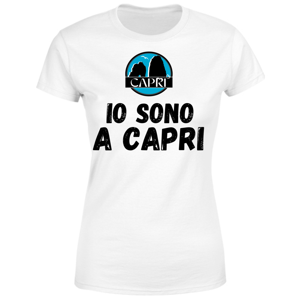 T-Shirt Donna IO SONO A CAPRI SCRITTA NERA