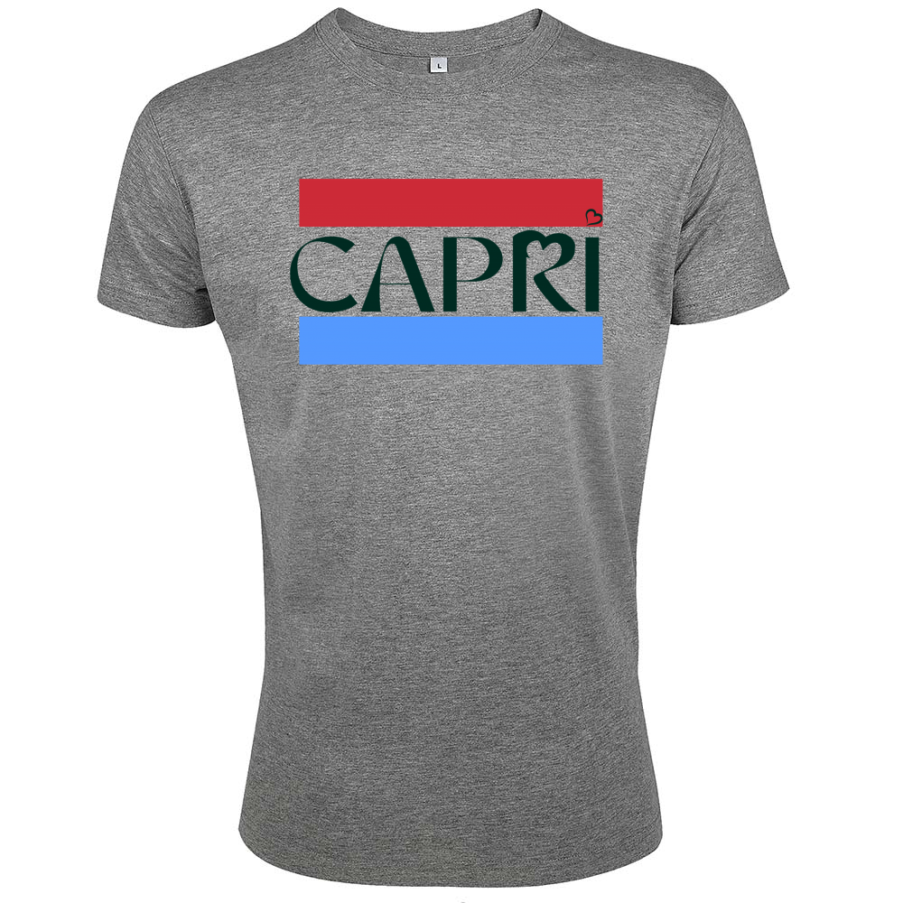 T-Shirt Men Fit CAPRI FASCIA ROSSO BLUE SCRITTA NERA