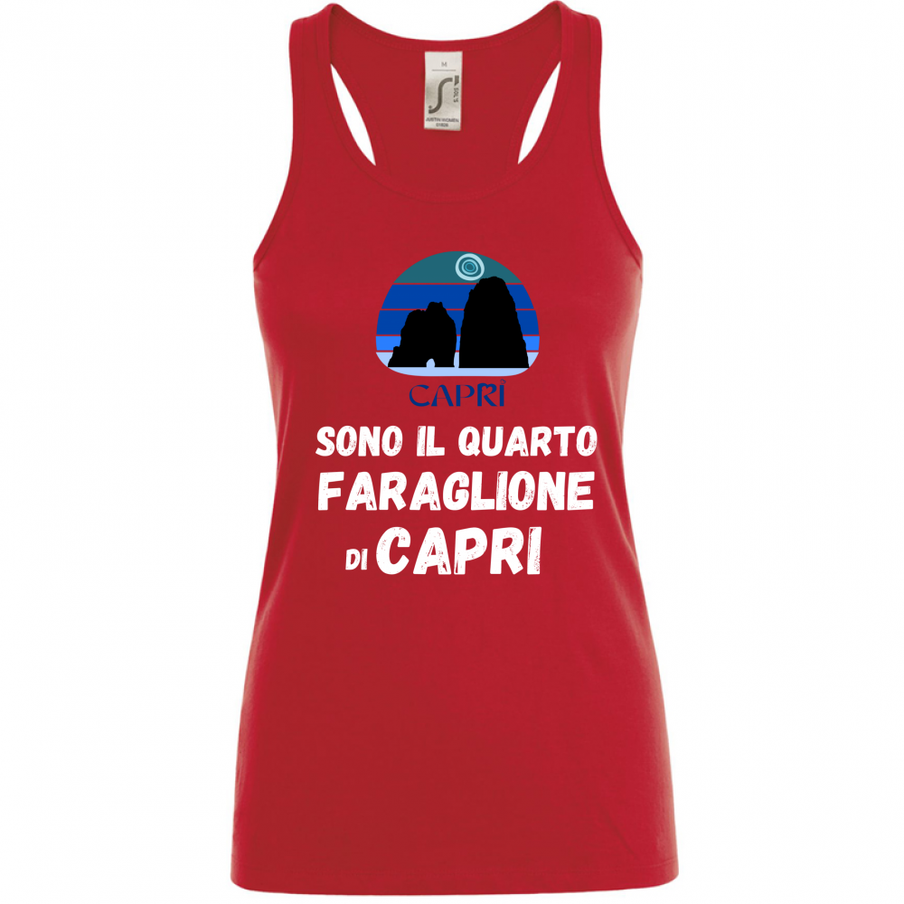 Canotta Donna SONO IL QUARTO FARAGLIONE DI CAPRI SCRITTA BIANCA