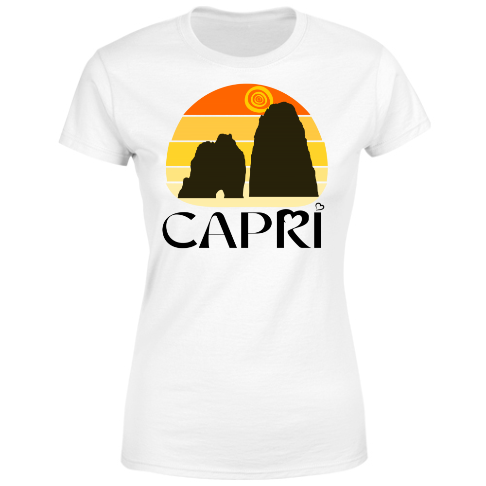 T-Shirt Donna CAPRI TRAMONTO VINTAGE SCRITTA NERA