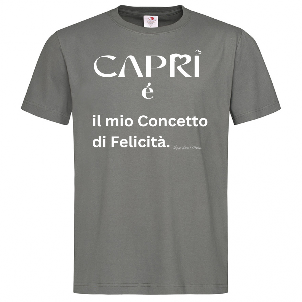 T-Shirt Men Premium Capri é il mio concetto di Felicità scritta Bian