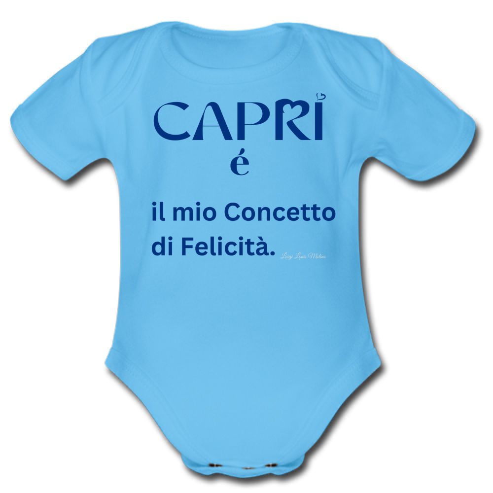 Body Bambino Capri é il mio concetto di Felicità scritta Blue