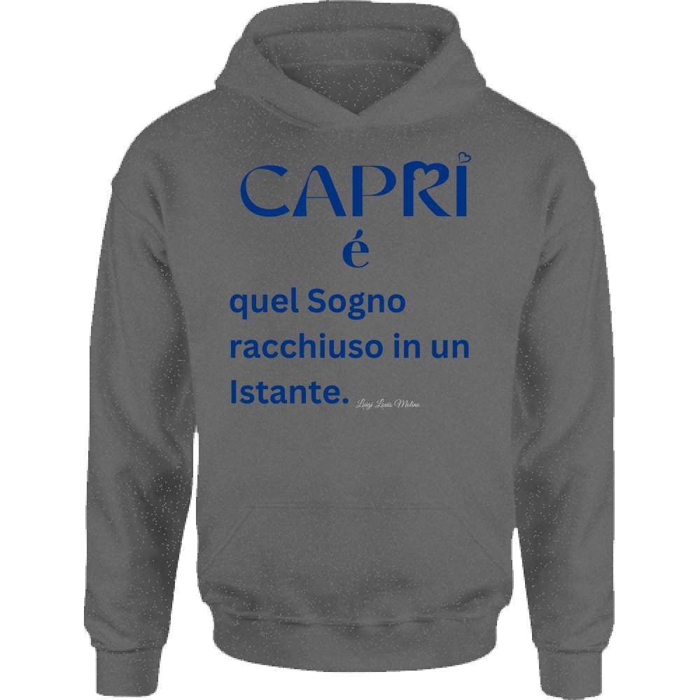 Felpa Bambino con Cappuccio Capri Sogno racchiuso in un istante scritta Blue