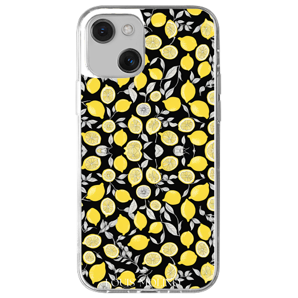 Cover Gomma iPhone 13 LEMON GRAY+BLACK CAPRI