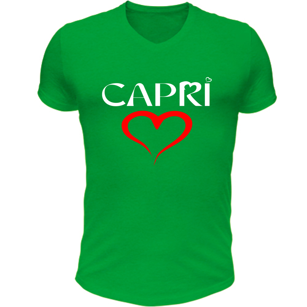 Unisex T-Shirt V-Neck HEART CAPRI RED