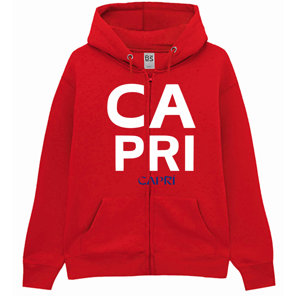 Felpa Premium Cappuccio Zip CAPRI DESIGN SCRITTA BIANCA