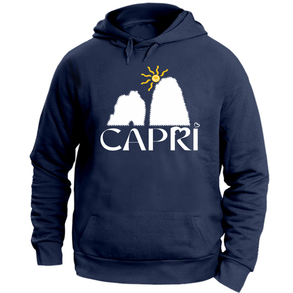Felpa Unisex con Cappuccio CAPRI HAPPY FARAGLIONI WHITE