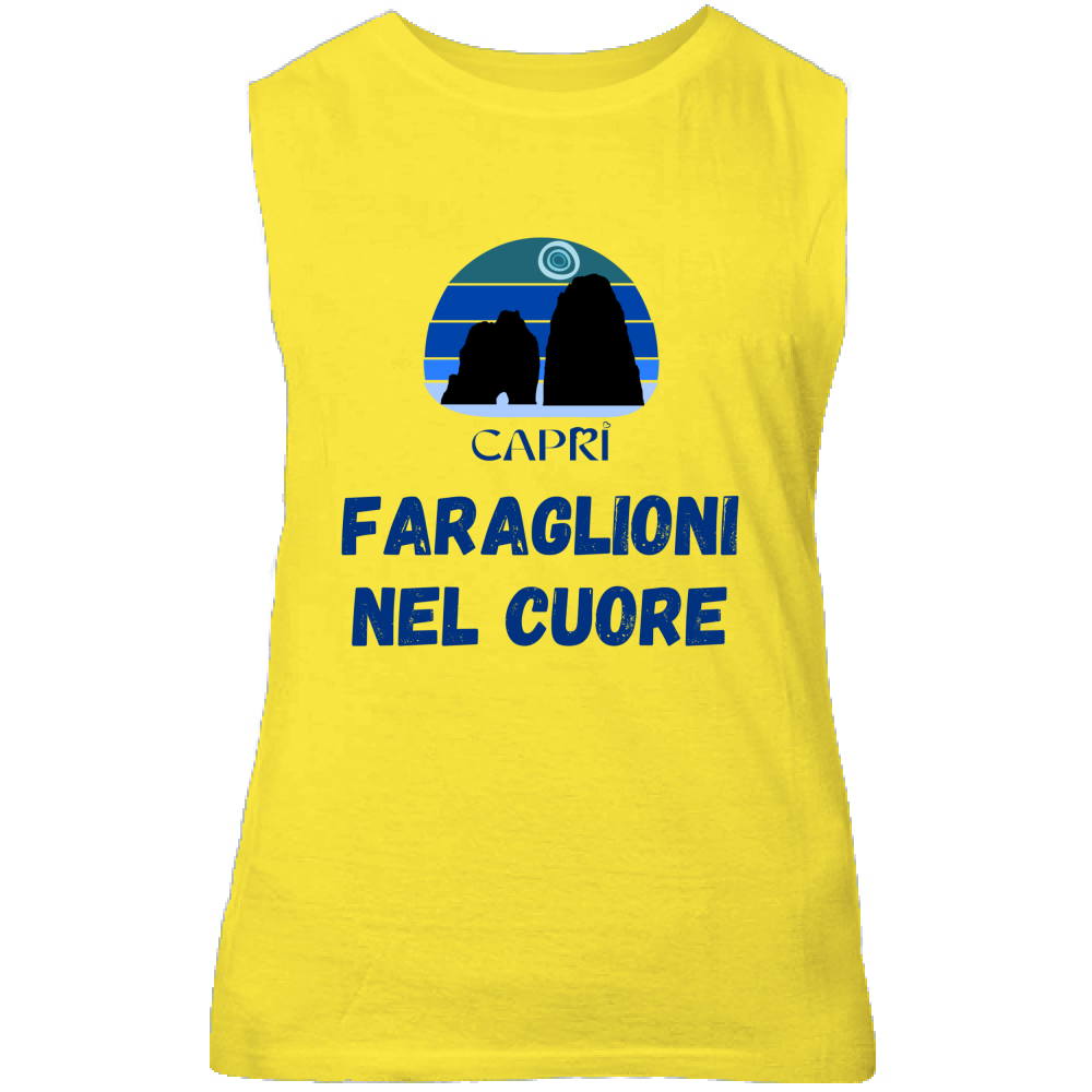 Canotta Unisex FARAGLIONI DI CAPRI NEL CUORE SCRITTA BLUE