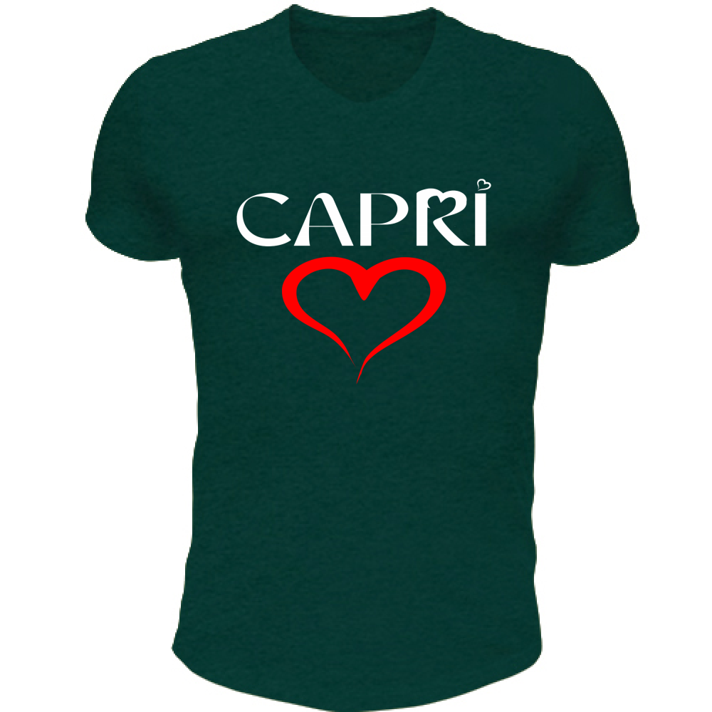 Unisex T-Shirt V-Neck HEART CAPRI RED