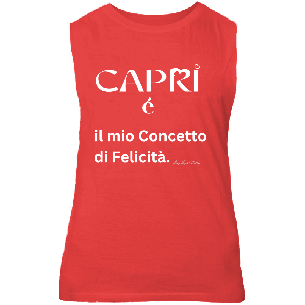Canotta Unisex Capri é il mio concetto di Felicità scritta Bian