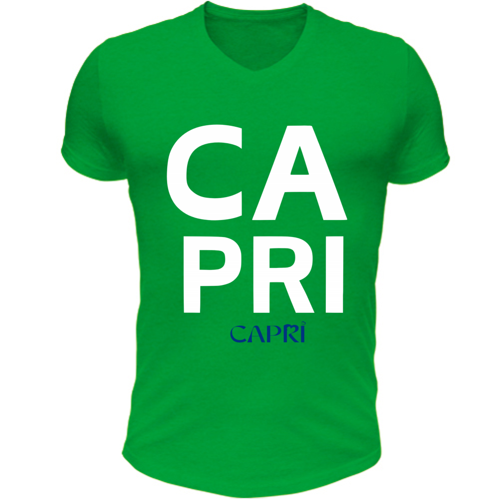 T-Shirt Unisex Scollo V CAPRI DESIGN SCRITTA BIANCA