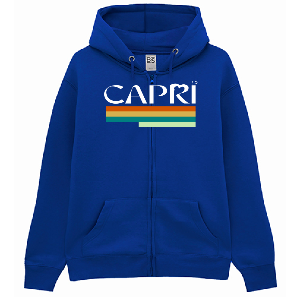 Felpa Premium Cappuccio Zip CAPRI TECNICOLOR SCRITTA BIANCA