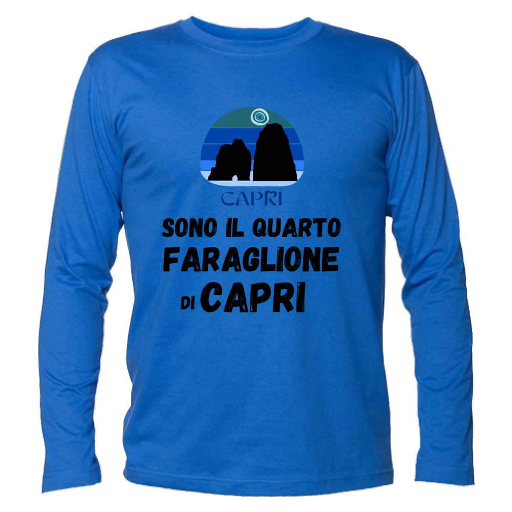 T-Shirt Unisex Manica Lunga SONO IL QUARTO FARAGLIONE DI CAPRI SCRITTA NERA