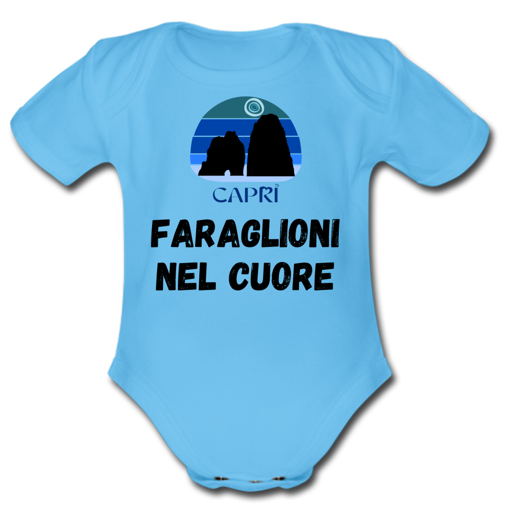 Body Bambino FARAGLIONI DI CAPRI NEL CUORE SCRITTA NERA