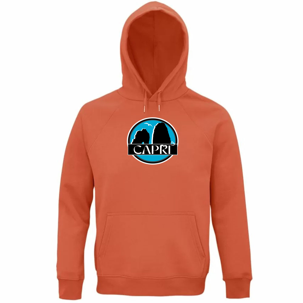 Felpa Organica Unisex Cappuccio CAPRI CERCHIO MAGICO CON  FARAGLIONI