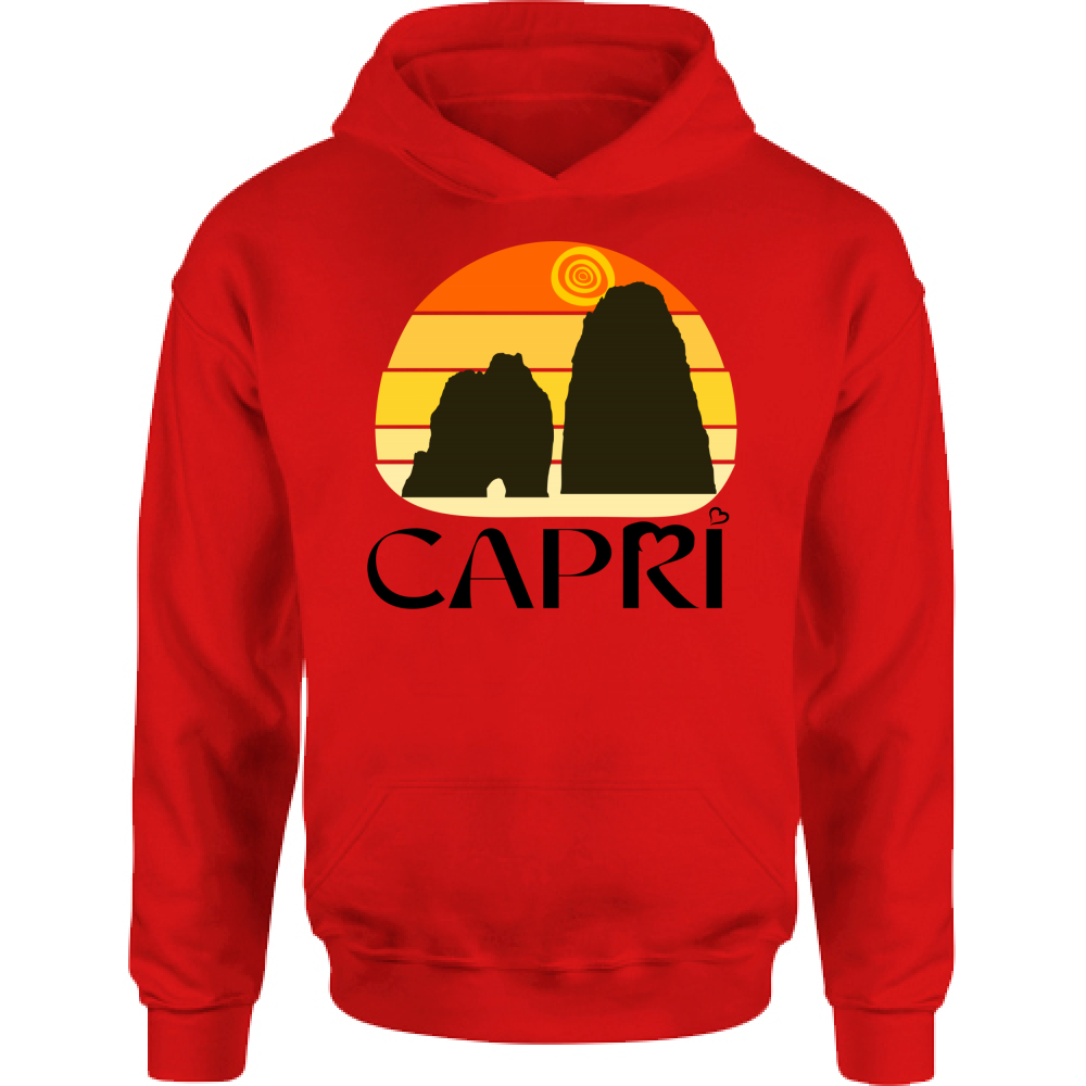 Felpa Bambino con Cappuccio CAPRI TRAMONTO VINTAGE SCRITTA NERA