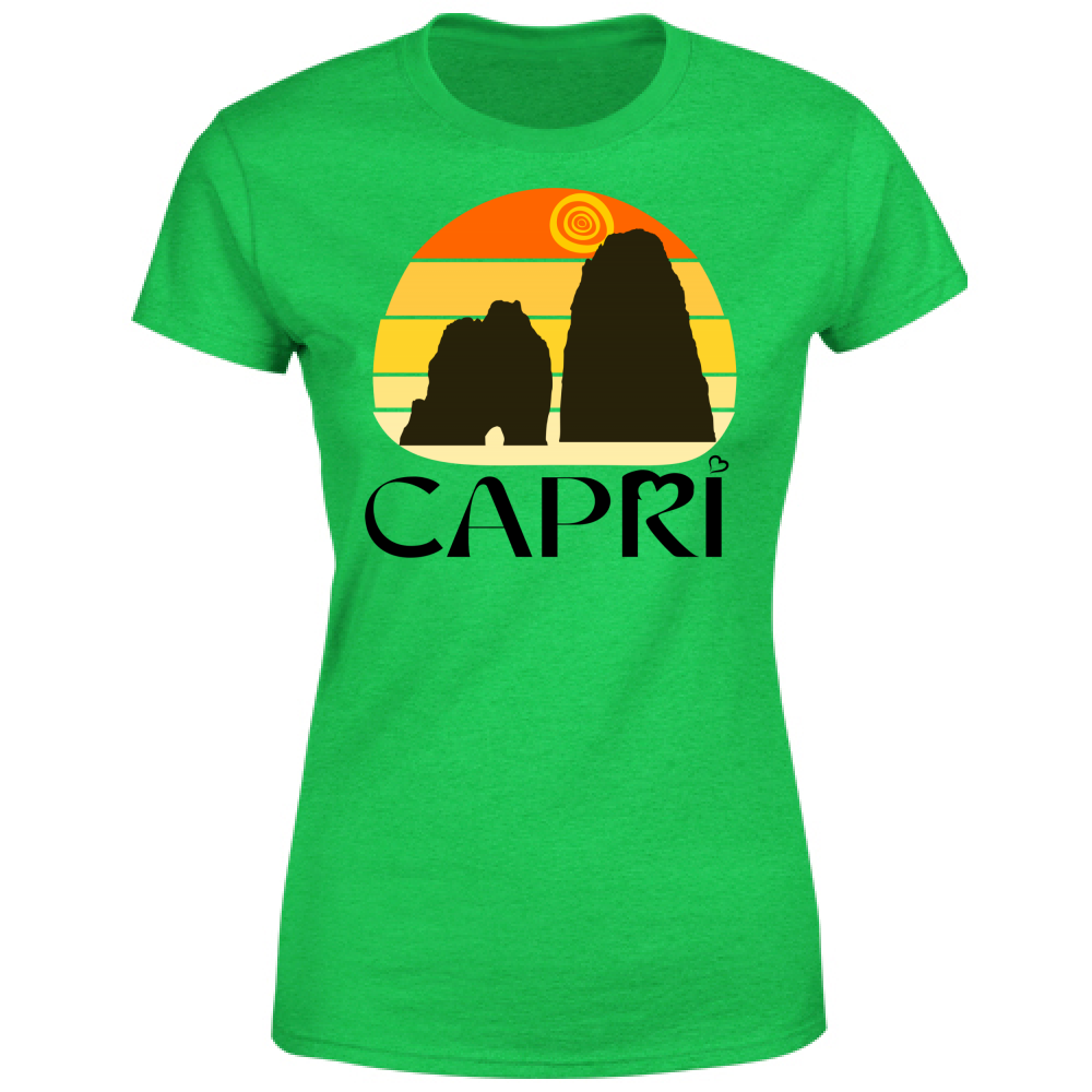 T-Shirt Donna CAPRI TRAMONTO VINTAGE SCRITTA NERA