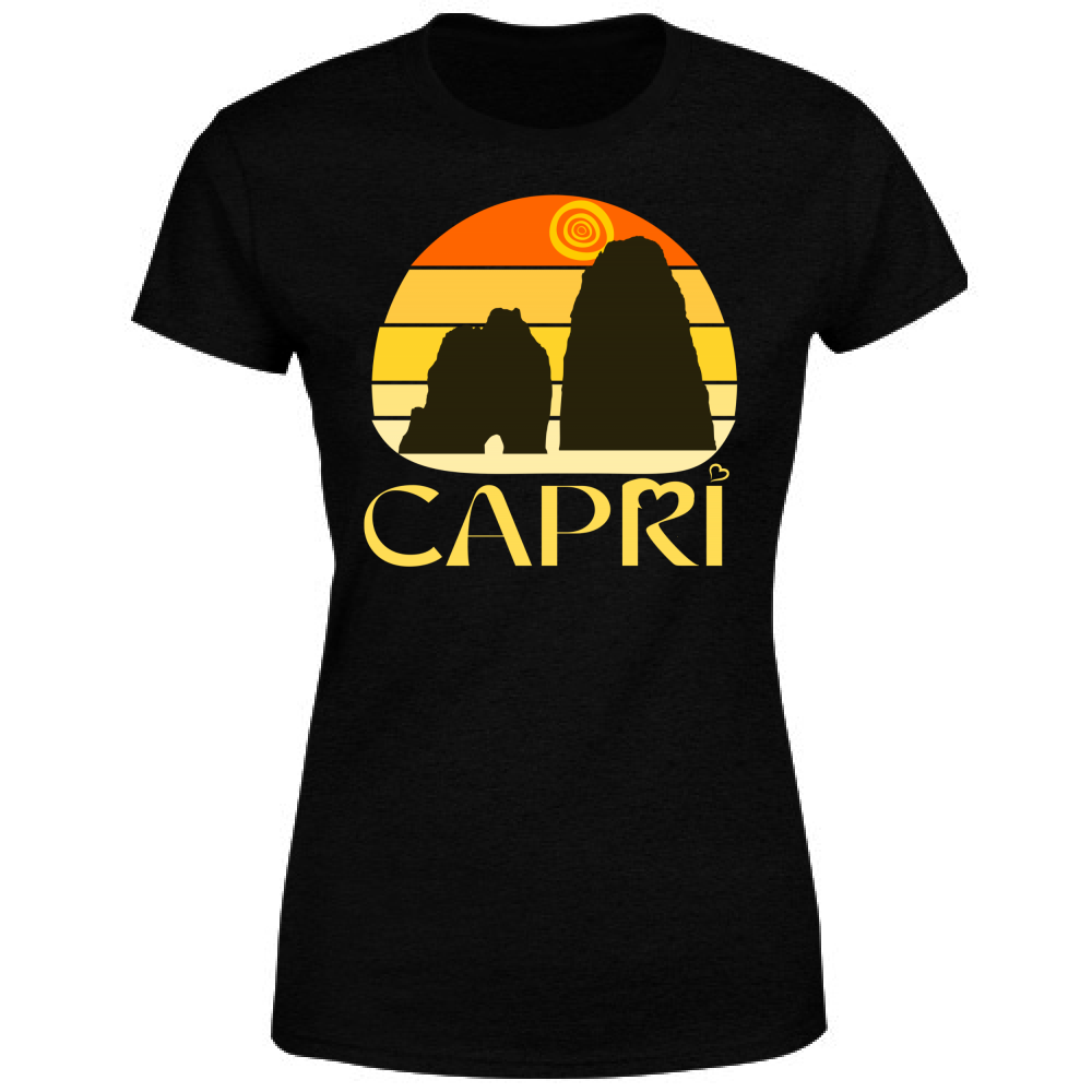 Women's T-Shirt CAPRI SUNSET VINTAGE YELLOW WRITING