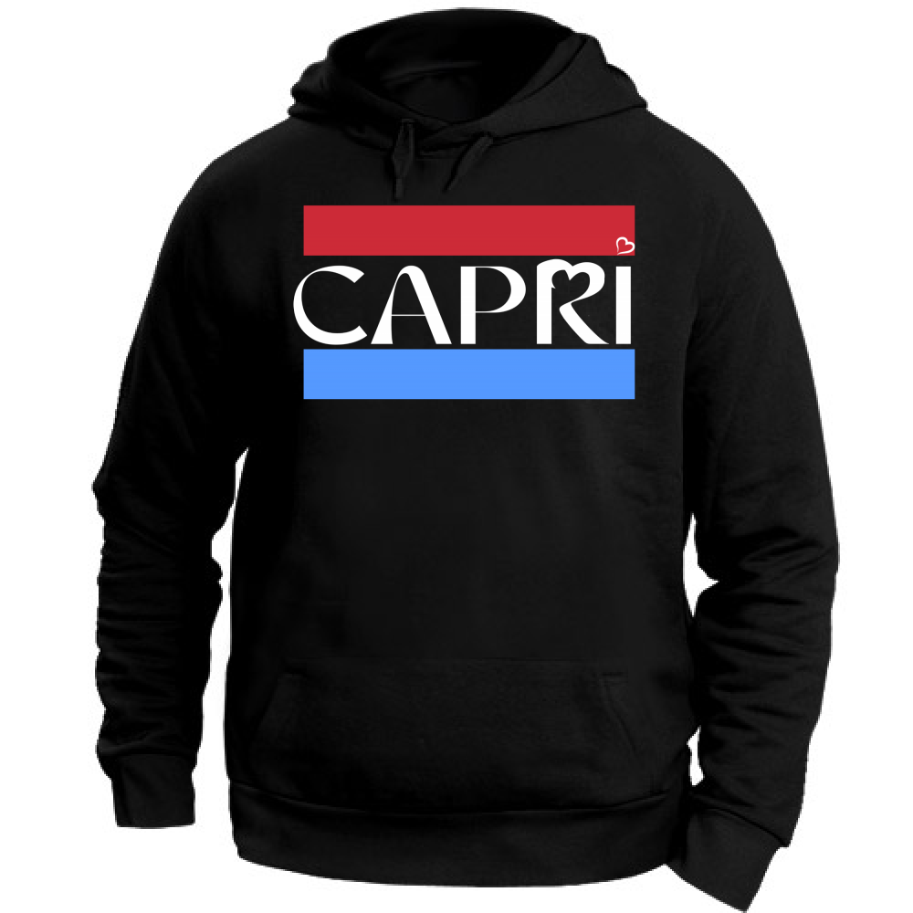 Felpa Unisex con Cappuccio CAPRI FASCIA ROSSO BLUE BIANCO