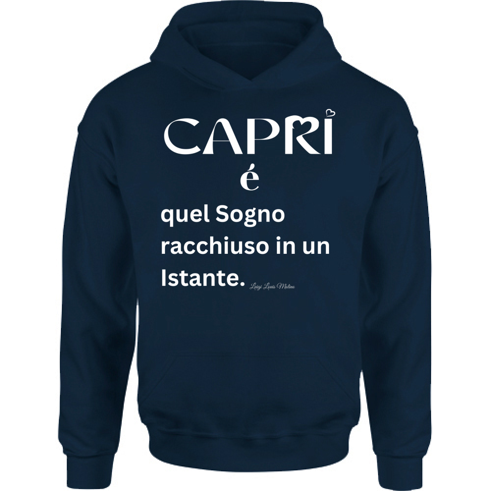 Felpa Bambino con Cappuccio Capri Sogno racchiuso in un istante scritta bianca