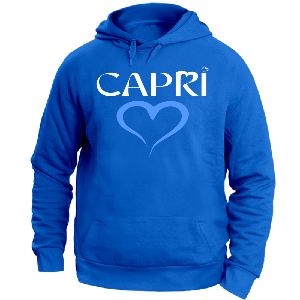 Felpa Unisex con Cappuccio CAPRI CUORE AZZURRO