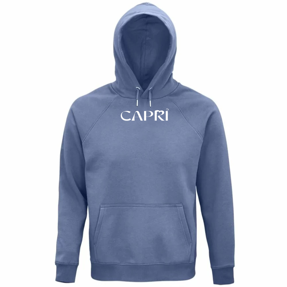 Unisex Organic Hoodie CAPRI MINIMAL WHITE WRITING