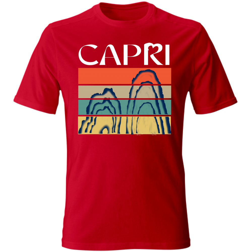 T-Shirt Unisex CAPRI PORZIONI FARAGLIONI SCRITTA BIANCA