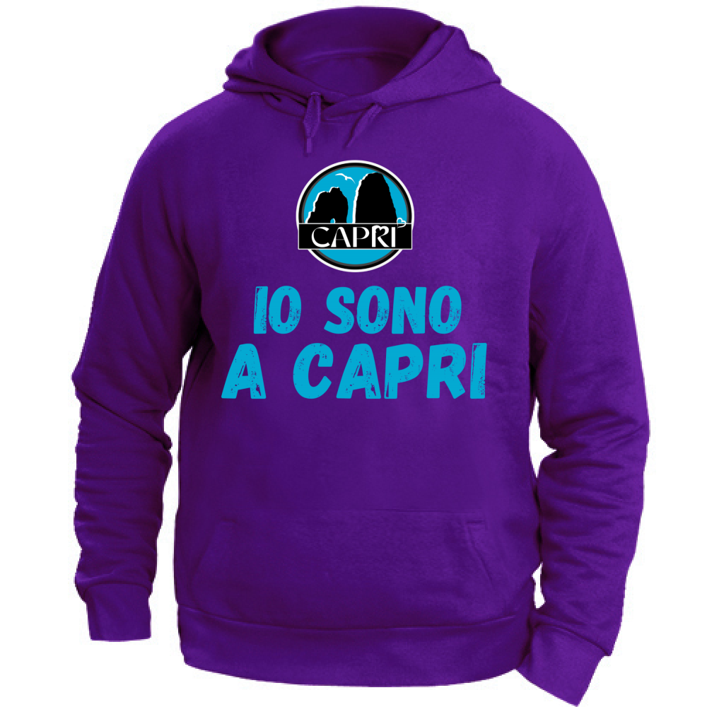 Felpa Unisex con Cappuccio IO SONO A CAPRI SCRITTA AZZURRA