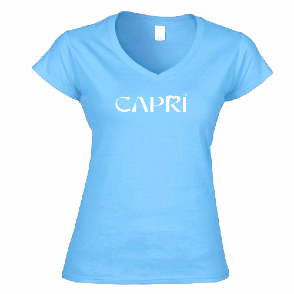 Women's T-Shirt V-Neck CAPRI MINIMAL WHITE WRITING