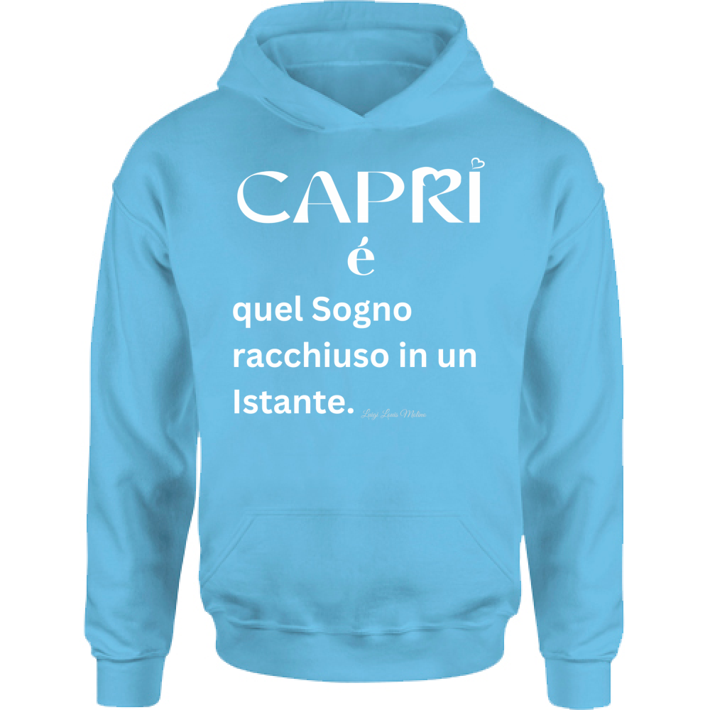 Felpa Bambino con Cappuccio Capri Sogno racchiuso in un istante scritta bianca