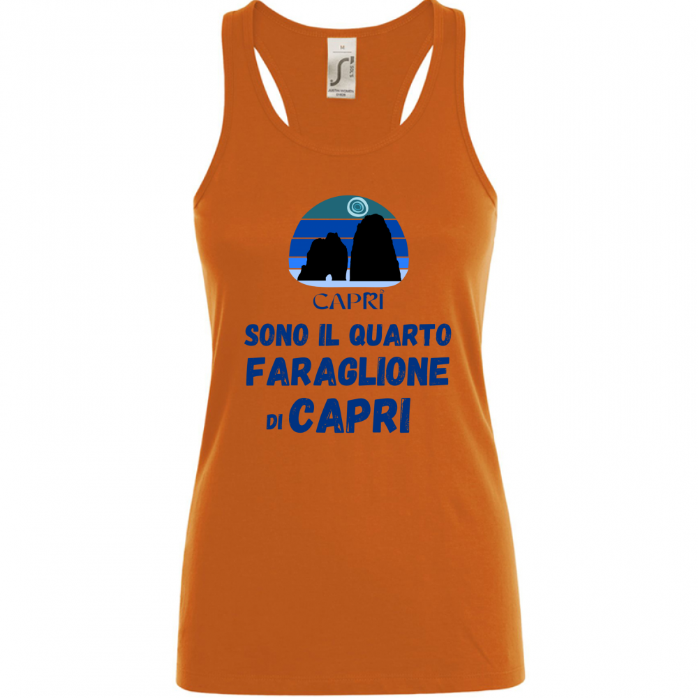 Canotta Donna SONO IL QUARTO FARAGLIONE DI CAPRI SCRITTA BLUE
