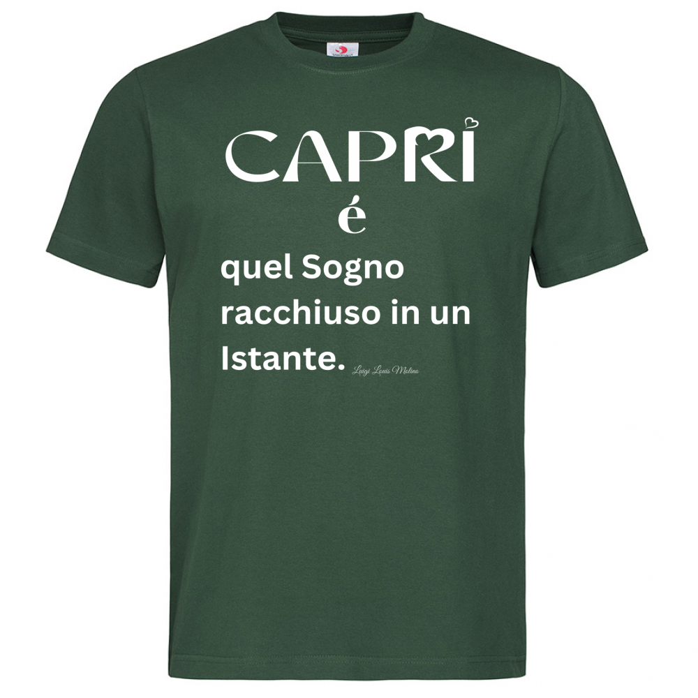 T-Shirt Men Premium Capri Sogno racchiuso in un istante scritta bianca