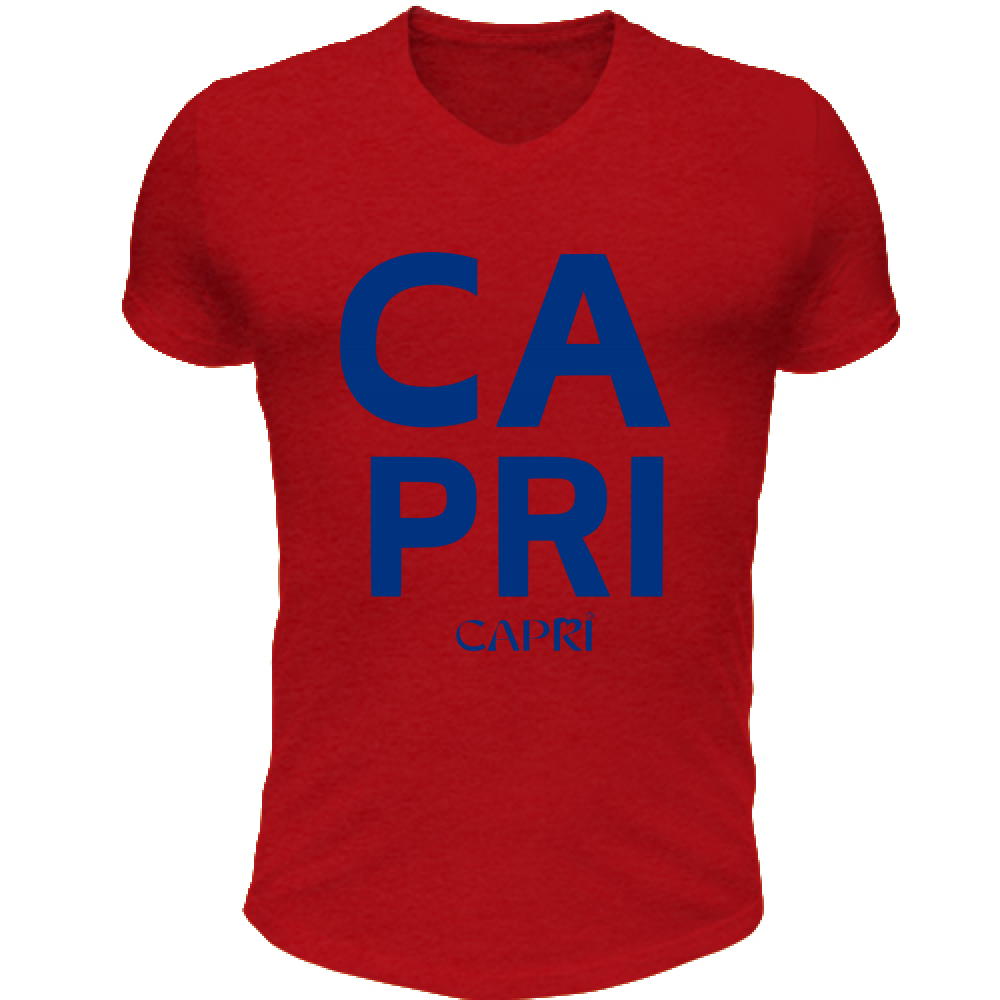 T-Shirt Unisex Scollo V CAPRI DESIGN SCRITTA BLUE