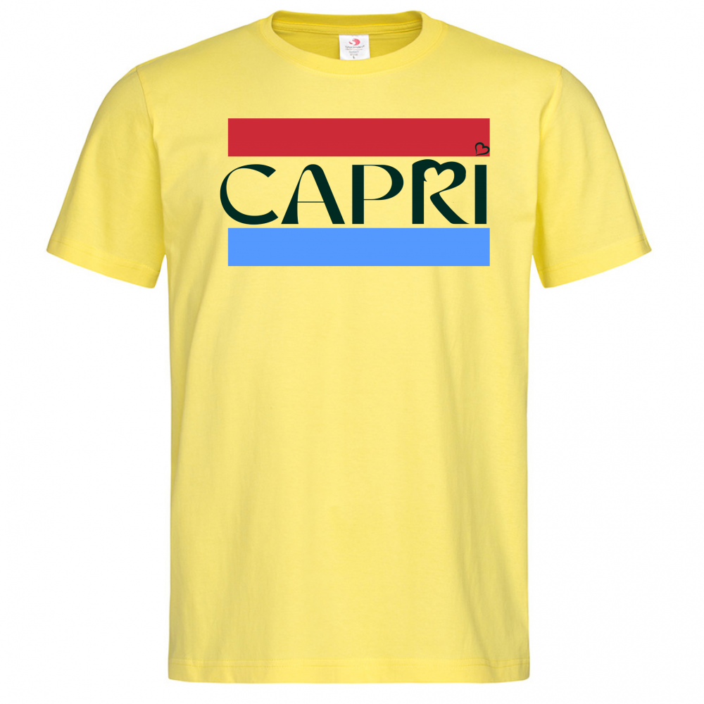 T-Shirt Men Premium CAPRI FASCIA ROSSO BLUE SCRITTA NERA