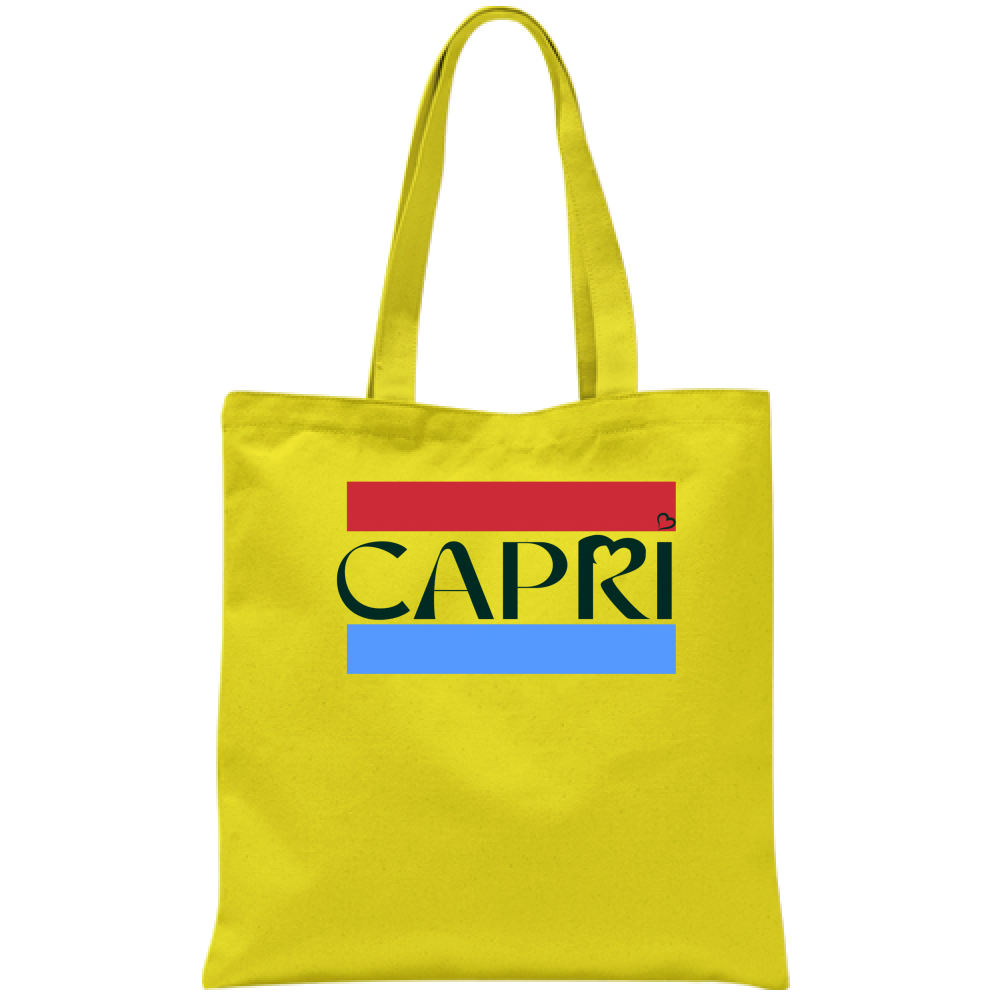CAPRI BAG RED BLUE BAND BLACK WRITING 