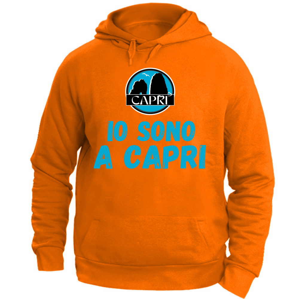 Felpa Unisex con Cappuccio IO SONO A CAPRI SCRITTA AZZURRA