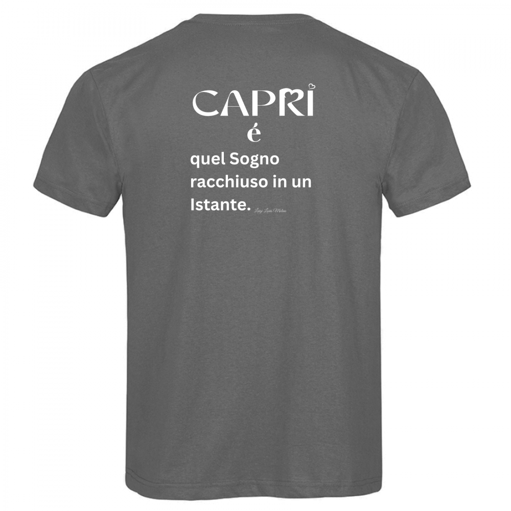 T-Shirt Men Premium Capri Sogno racchiuso in un istante scritta bianca
