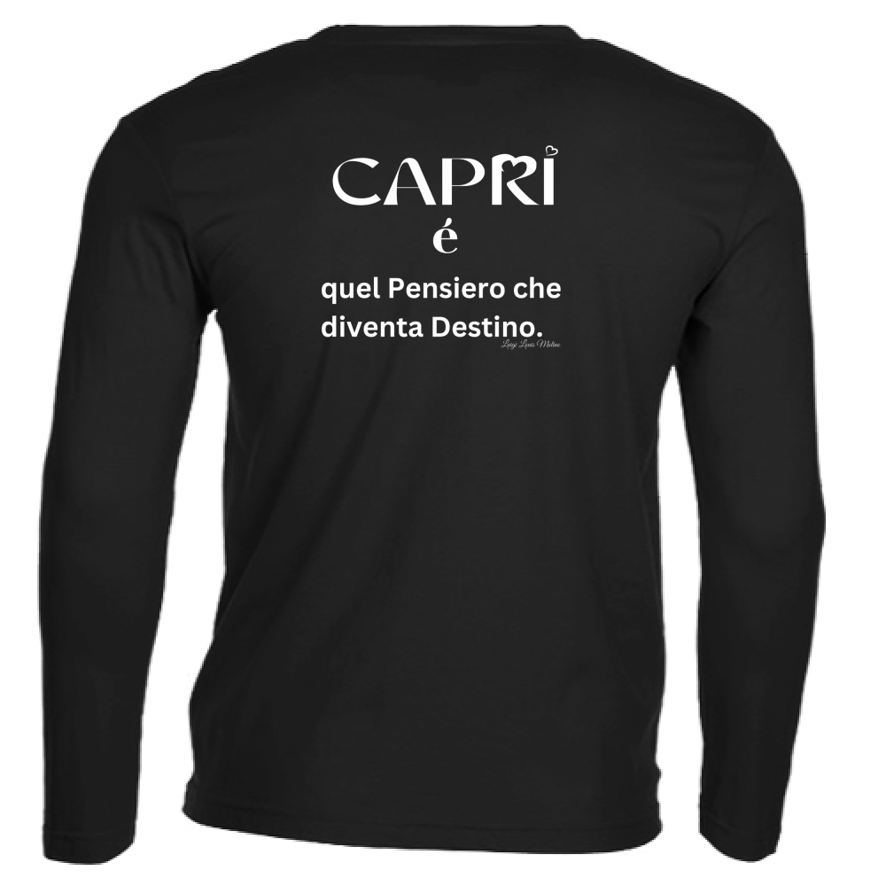 T-Shirt Unisex Manica Lunga Capri quel Pensiero che diventa Destino scritta bi