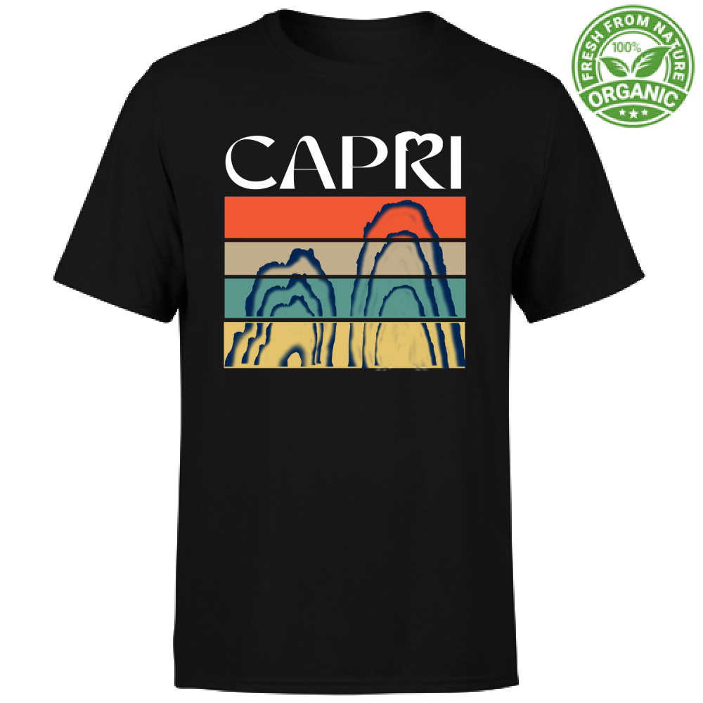 T-Shirt Unisex Organic CAPRI PORZIONI FARAGLIONI SCRITTA BIANCA
