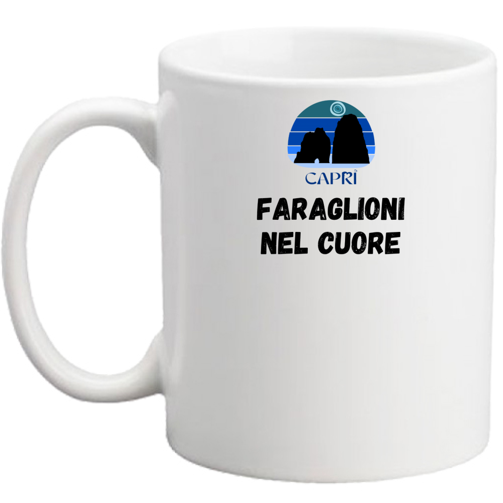 Tazza FARAGLIONI DI CAPRI NEL CUORE SCRITTA NERA