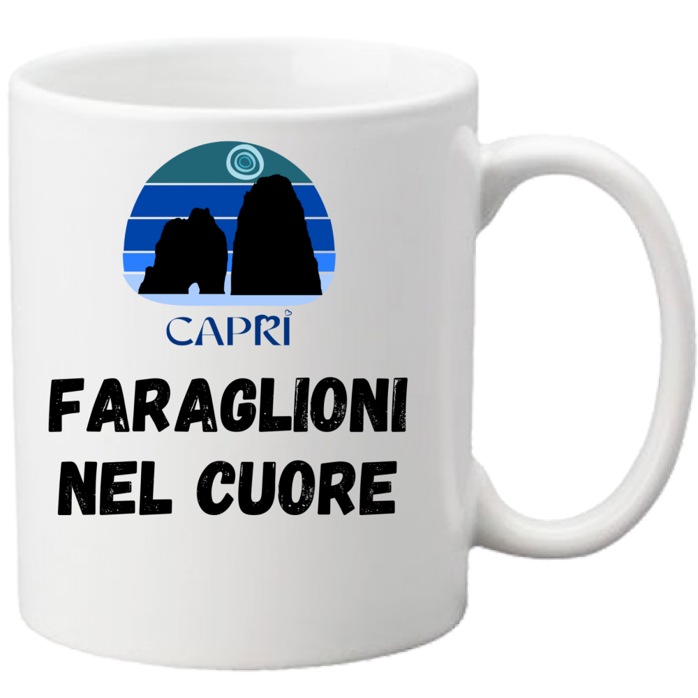 FARAGLIONI DI CAPRI Mug IN THE HEART BLACK WRITING