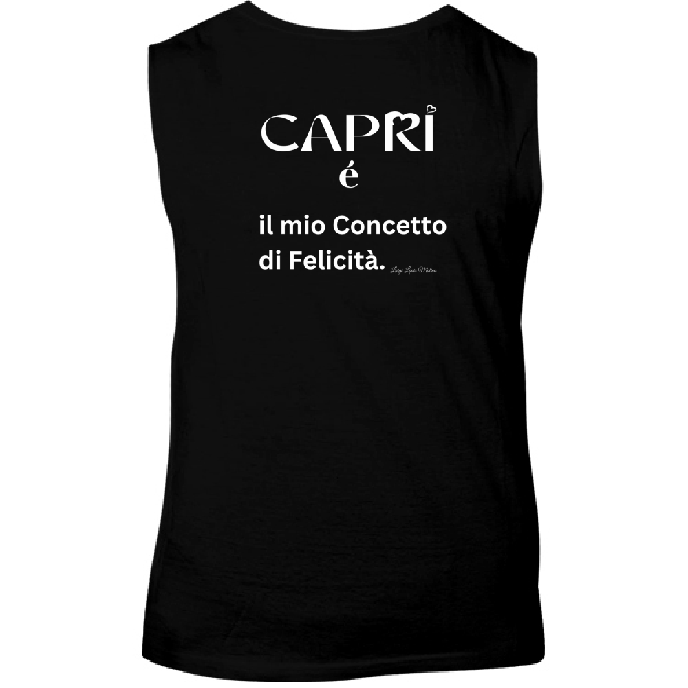 Canotta Unisex Capri é il mio concetto di Felicità scritta Bian