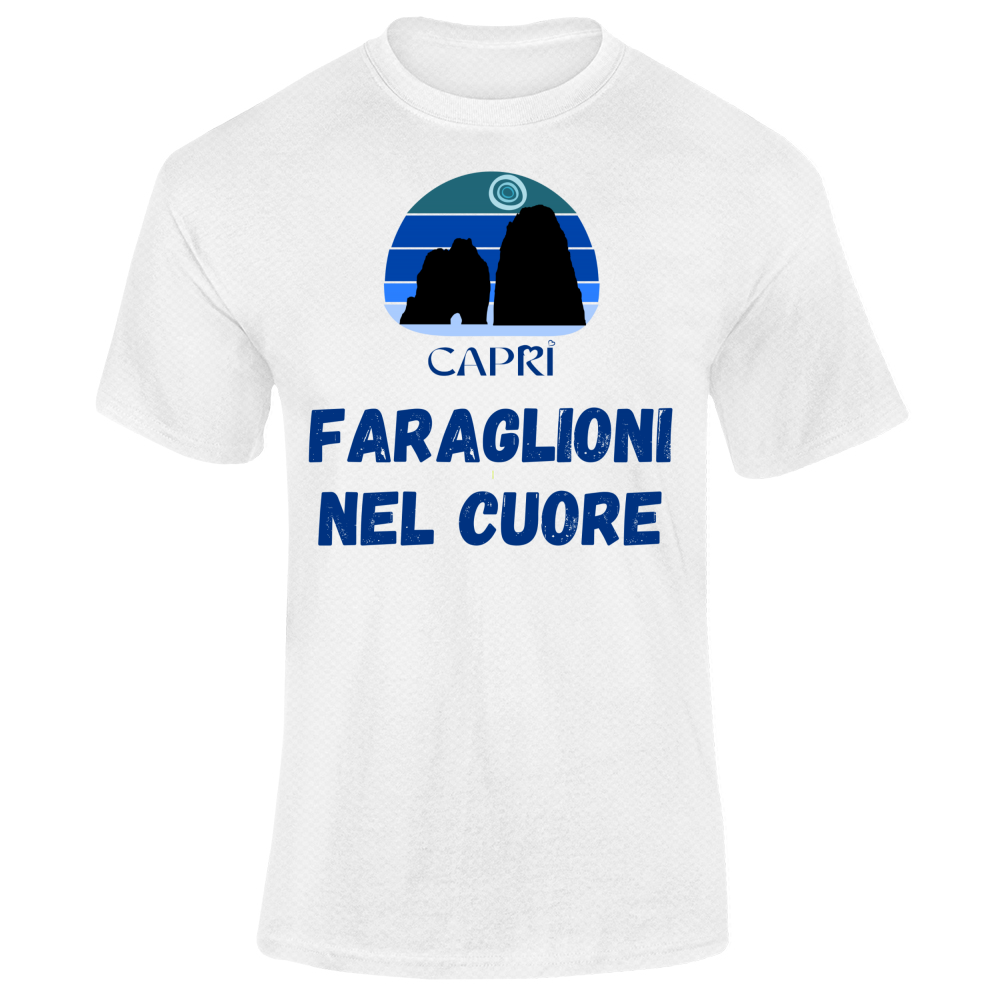T-Shirt Unisex Dry Sport FARAGLIONI DI CAPRI NEL CUORE SCRITTA BLUE