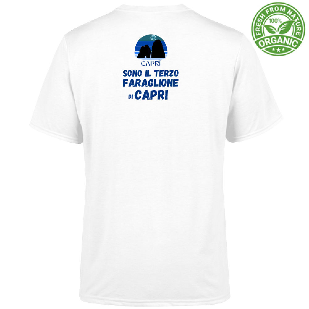 T-Shirt Unisex Organic SONO IL TERZO FARAGLIONE DI CAPRI SCRITTA BLU